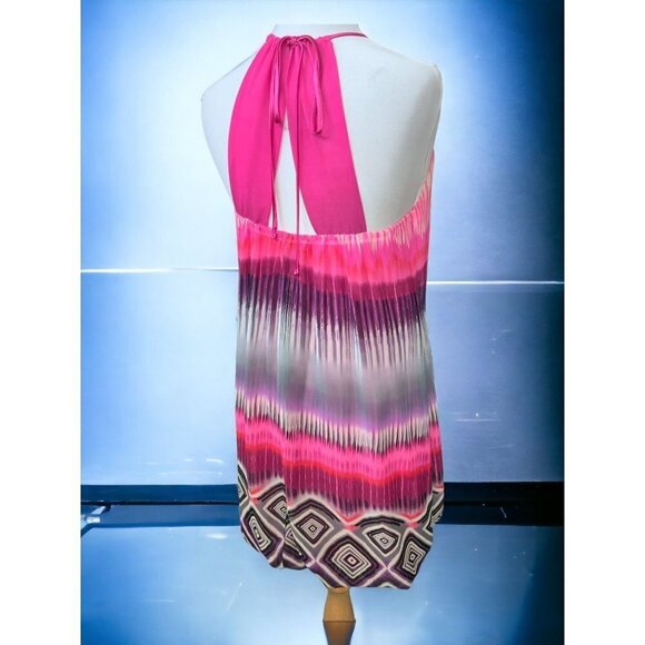 B Darlin sleeveless sheer lined hot pink beaded tie neck girls juniors 10 - Picture 3 of 10